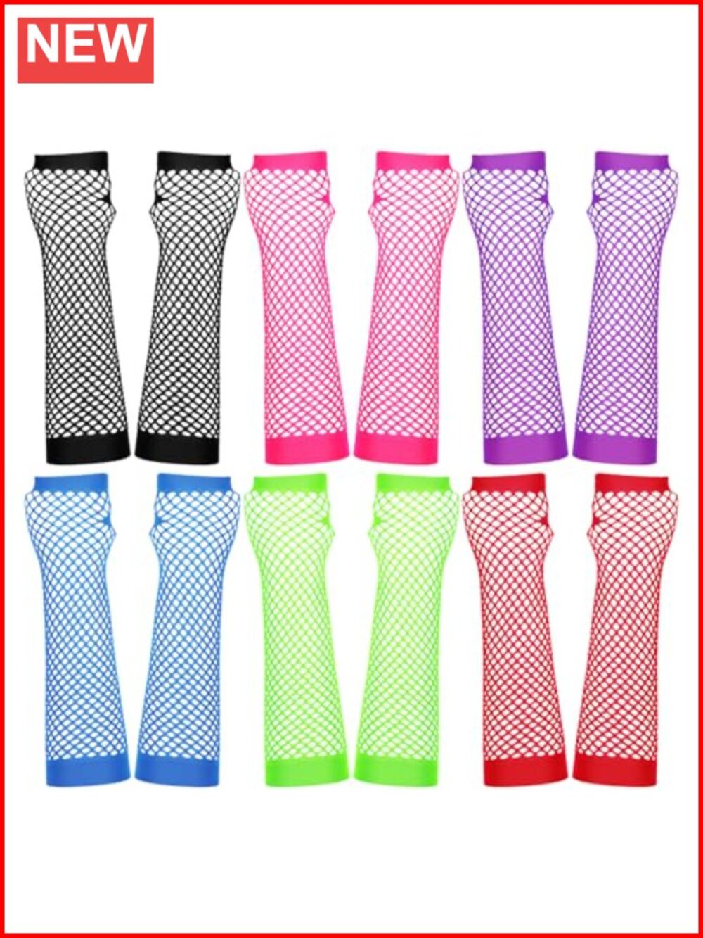 Fishnet Fingerless Gloves Nylon Arm Sleeves for Cosplay Halloween 80s Costume